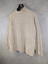 Next Jumper Mens L Large Beige Vintage 90s Knitted Pullover Cotton